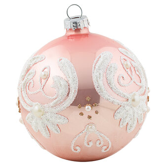 GreenGate Kerstbal Pale Pink w/pearls