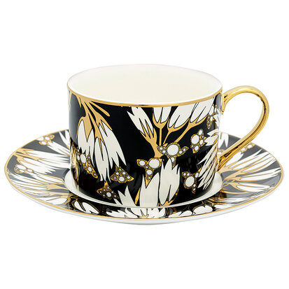 GreenGate Kop & Schotel / Cup & saucer Florette black