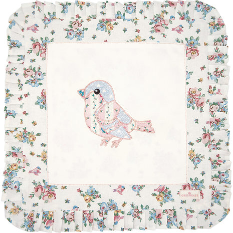 GreenGate Madison white w/embr. bird cushion cover 