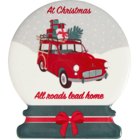 GreenGate Christmas car red Magnet set of 4