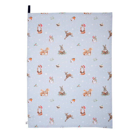 Wrendale_Designs_Theedoek_Bosdieren_Winter_Woodland_Christmas