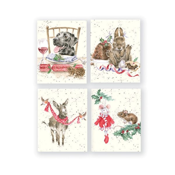 Wrendale_Designs_Kerstkaart_Mini_Dog_Rabbit_Donckey_Mouse_Christmas_Set_Box