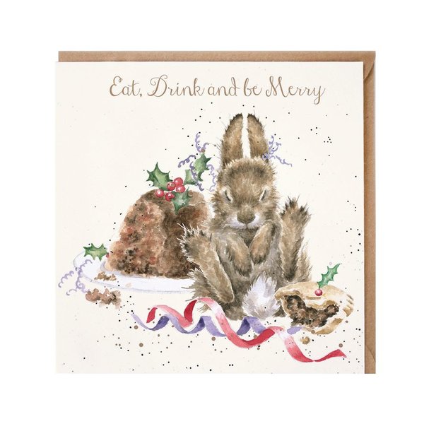 Wrendale_Designs_Kerstkaart_Konijn_Eat_Drink_and_be_Merry