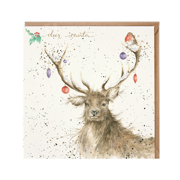 Wrendale_Designs_Kerstkaart_Christmas_Hert_Deer-Santa