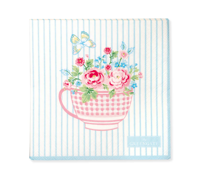 GreenGate Papieren (lunch)servet Alma Flower White Small 20 stuks