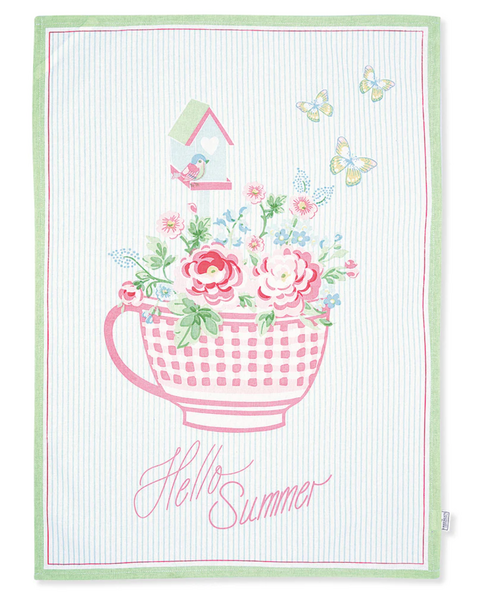 GreenGate Theedoek piece printed Alma summer white