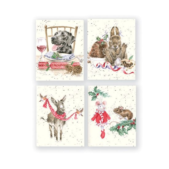 Wrendale_Designs_Kerstkaart_Mini_Dog_Rabbit_Donckey_Mouse_Christmas_Set_Box