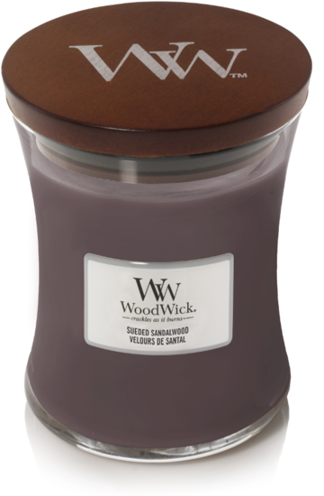 WoodWick&reg; HearthWick&reg; Sueded Sandalwood Medium Candle