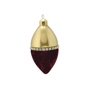 GreenGate Kerstbal / Christmas Cone glass Adele bordeaux hanging H:14cm