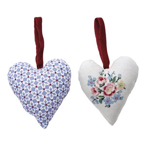 GreenGate Decoratie Hart / Heart Juno dusty blue set of 2 assorted H:9cm